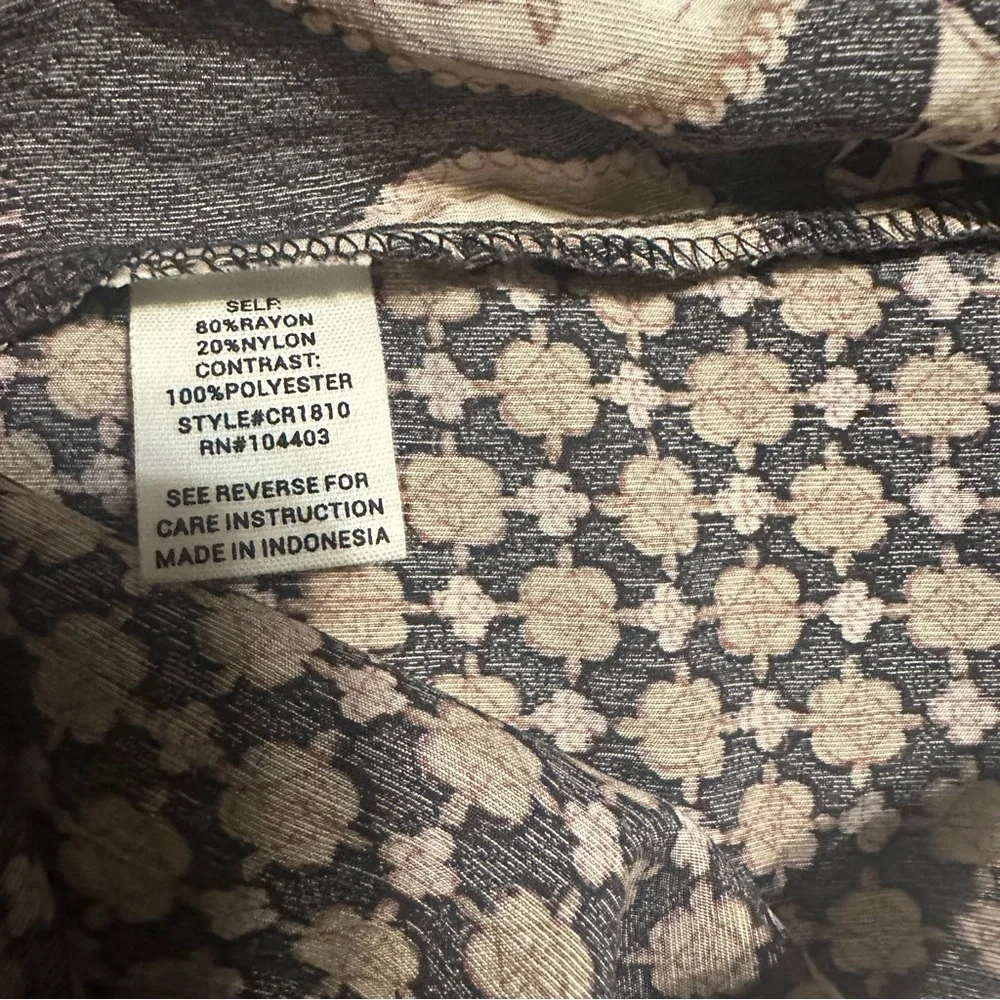 New Anthropology Women Mine Ballon Sleeves Ruffle  Size Large Gray Tan Blouse - Picture 8 of 8
